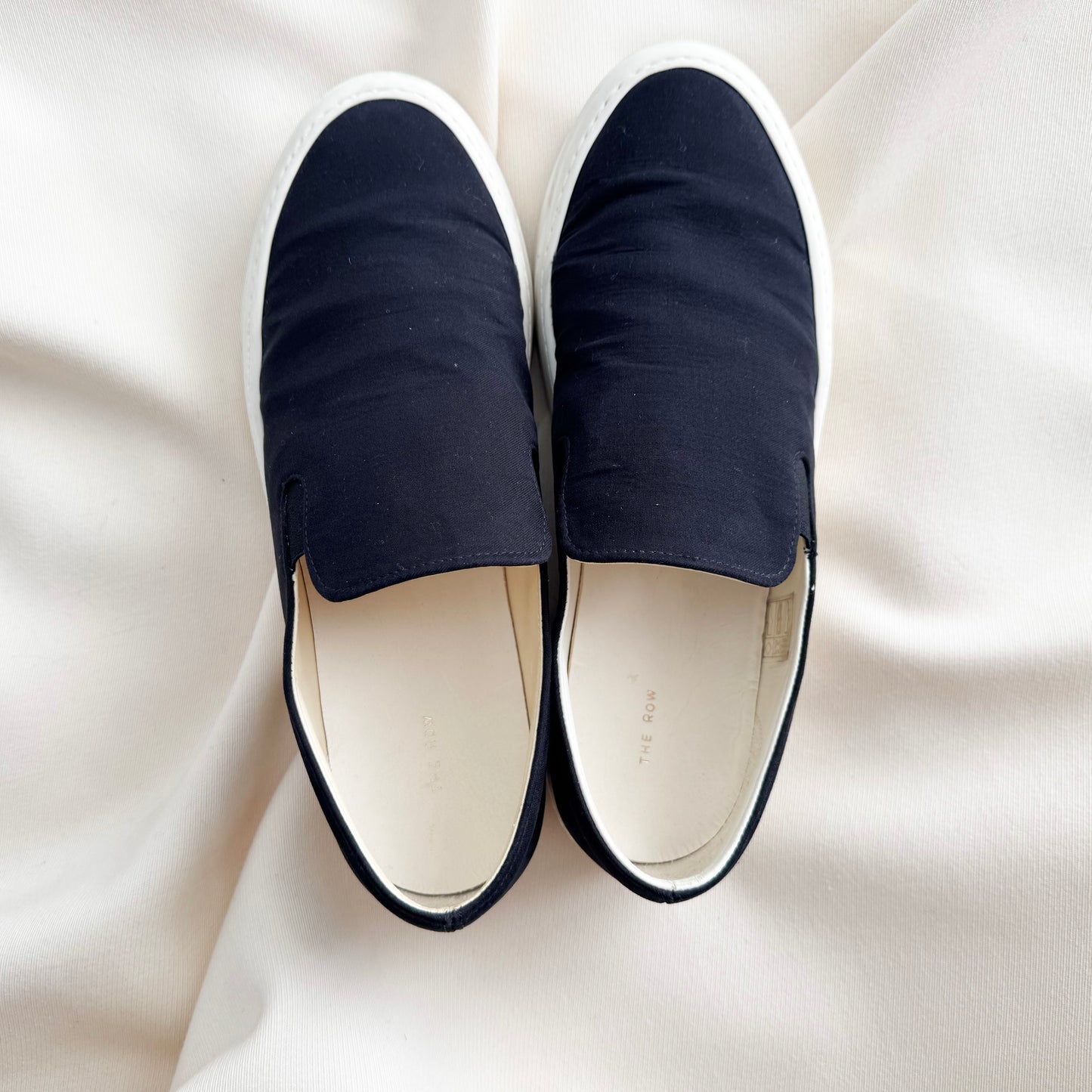 The Row Slip on Canvas Sneakers in Black, size 38.5