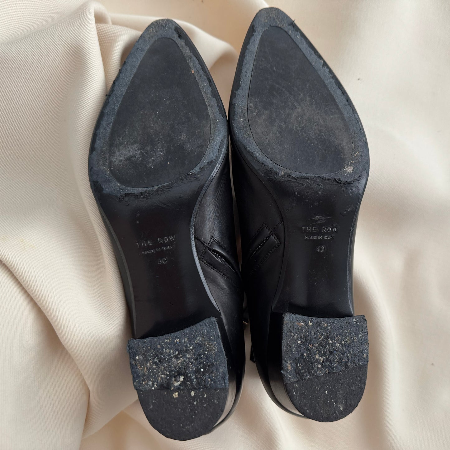 The Row "Ambra" Pointy Toe Ankle Boot in Black, size 40