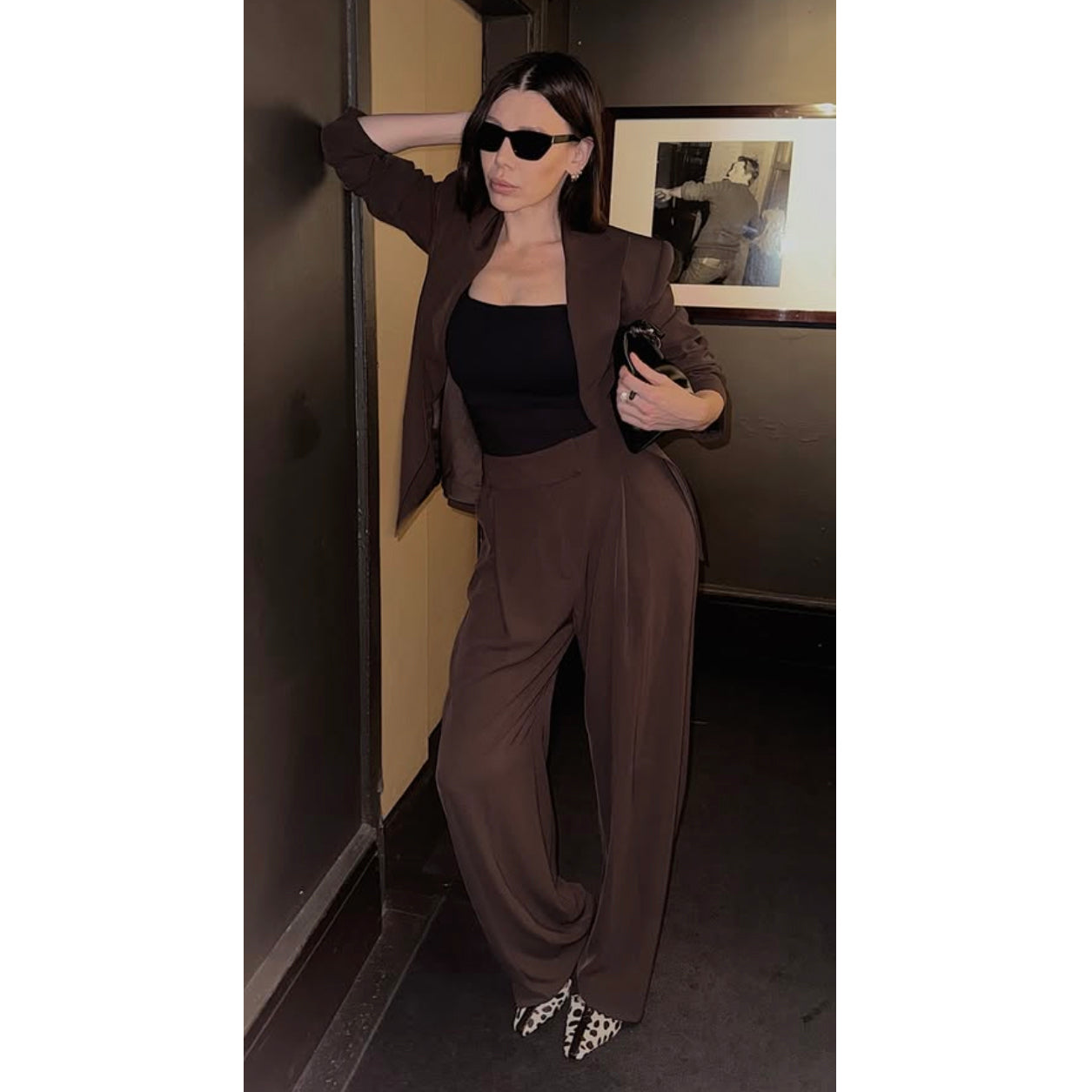 The Sei Crepe Suit in Chocolate Brown, size 4