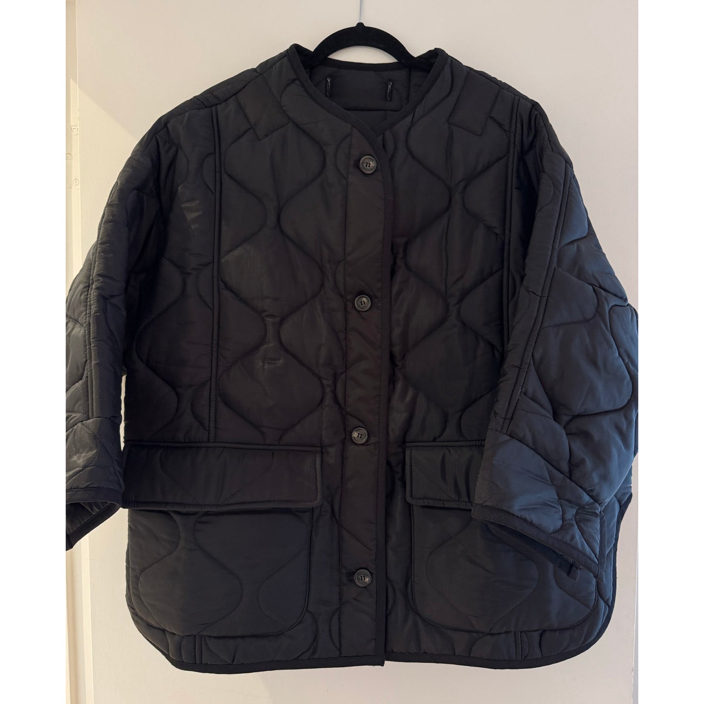 The Frankie Shop Quilted Jacket in Black, size XS/S