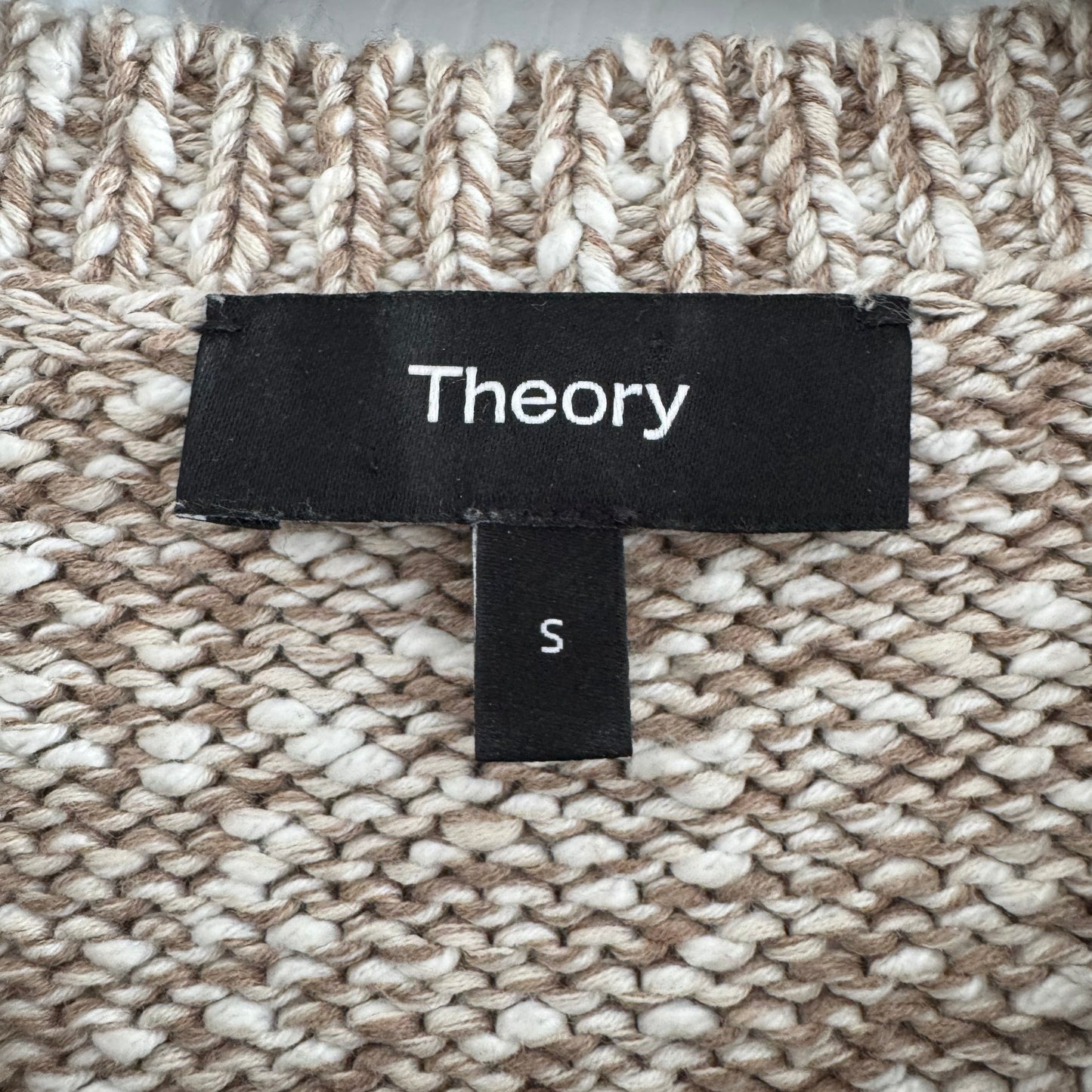 Theory "Mauno" Crew Neck Sweater in Heathered Tan, size Small