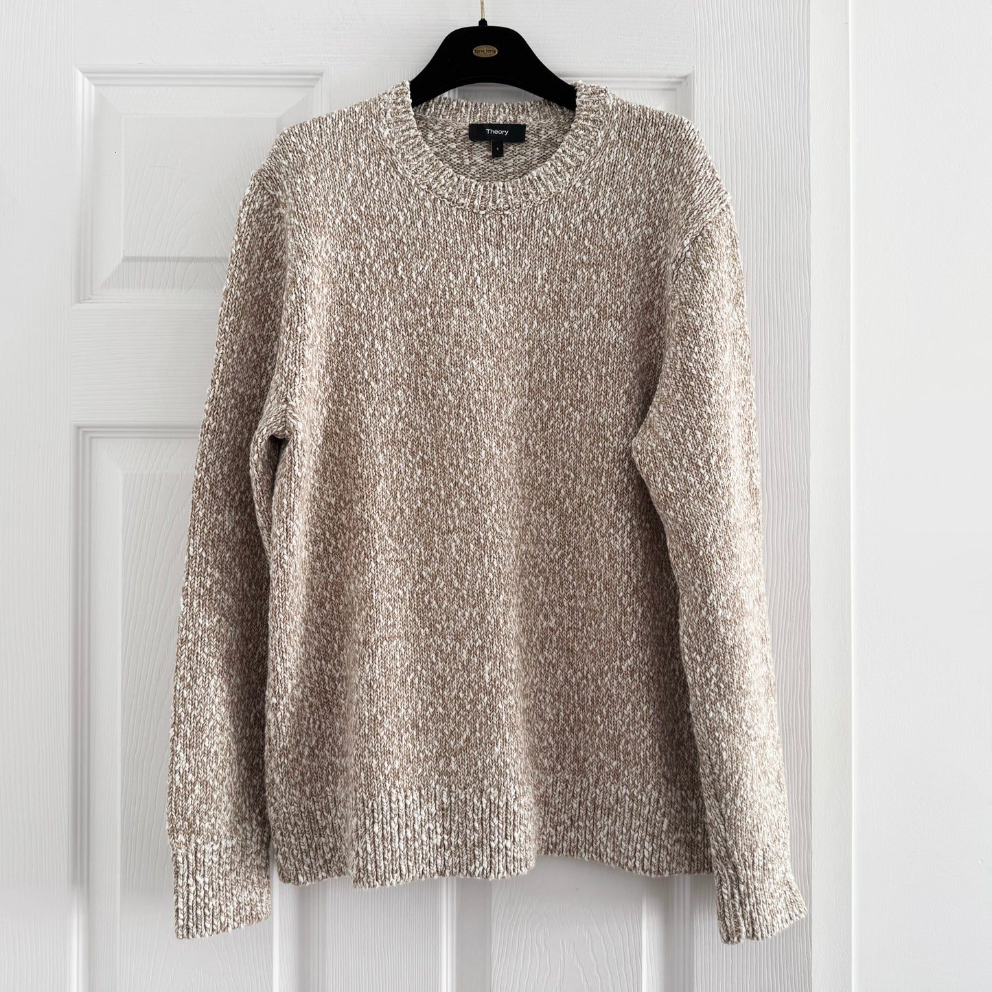 Theory "Mauno" Crew Neck Sweater in Heathered Tan, size Small