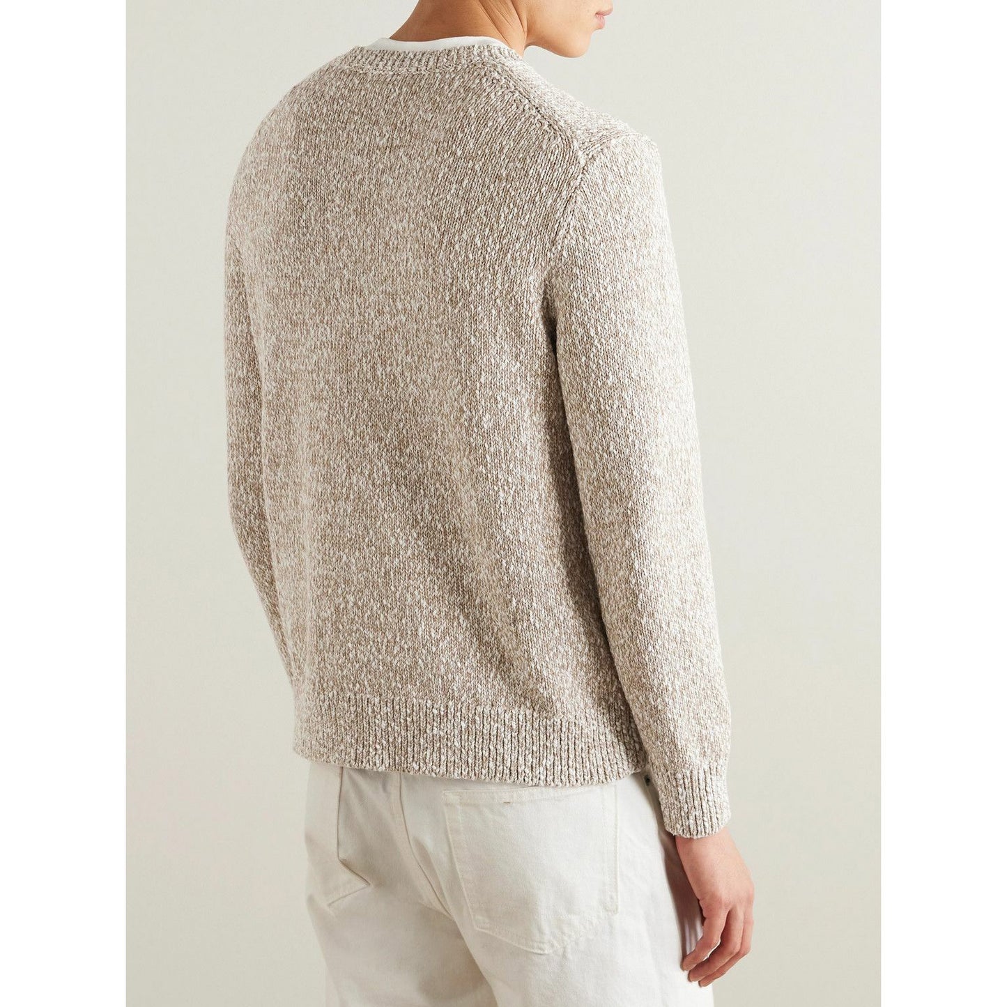 Theory "Mauno" Crew Neck Sweater in Heathered Tan, size Small
