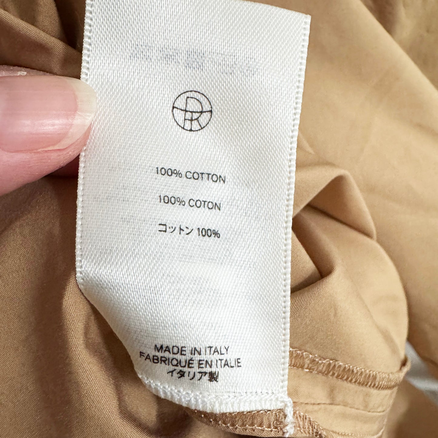 THE ROW "Balsa" Draped Cotton-Poplin Midi Dress in Sand, size Small (fits S-L)