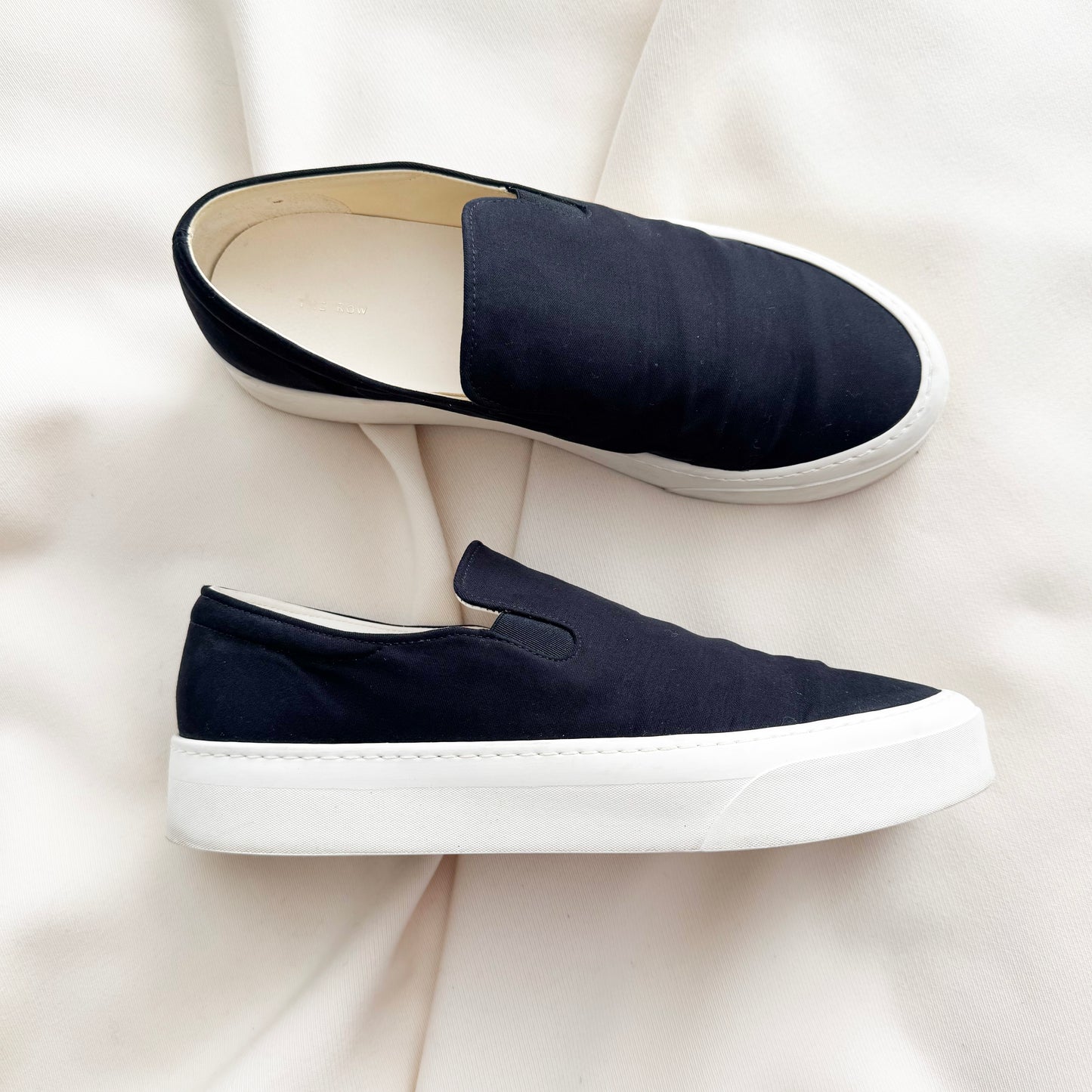 The Row Slip on Canvas Sneakers in Black, size 38.5