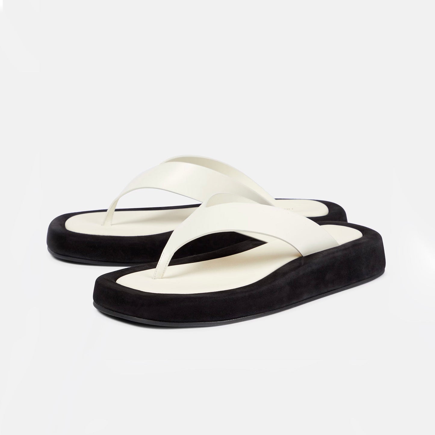 The Row "Ginza" Slides in Ivory Leather/Black Suede, size 42 ** AS IS **