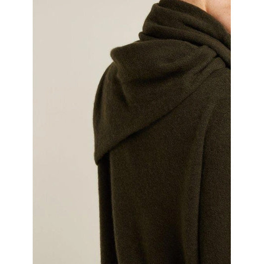 THE ROW "Merriah" Scarf-neck Long-sleeve Cashmere-blend Sweater In Dark Olive, Size Small