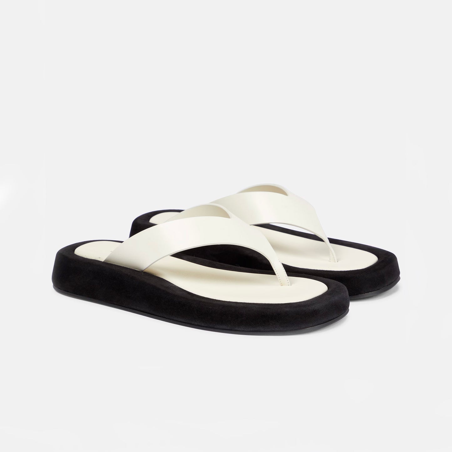 The Row "Ginza" Slides in Ivory Leather/Black Suede, size 42 ** AS IS **