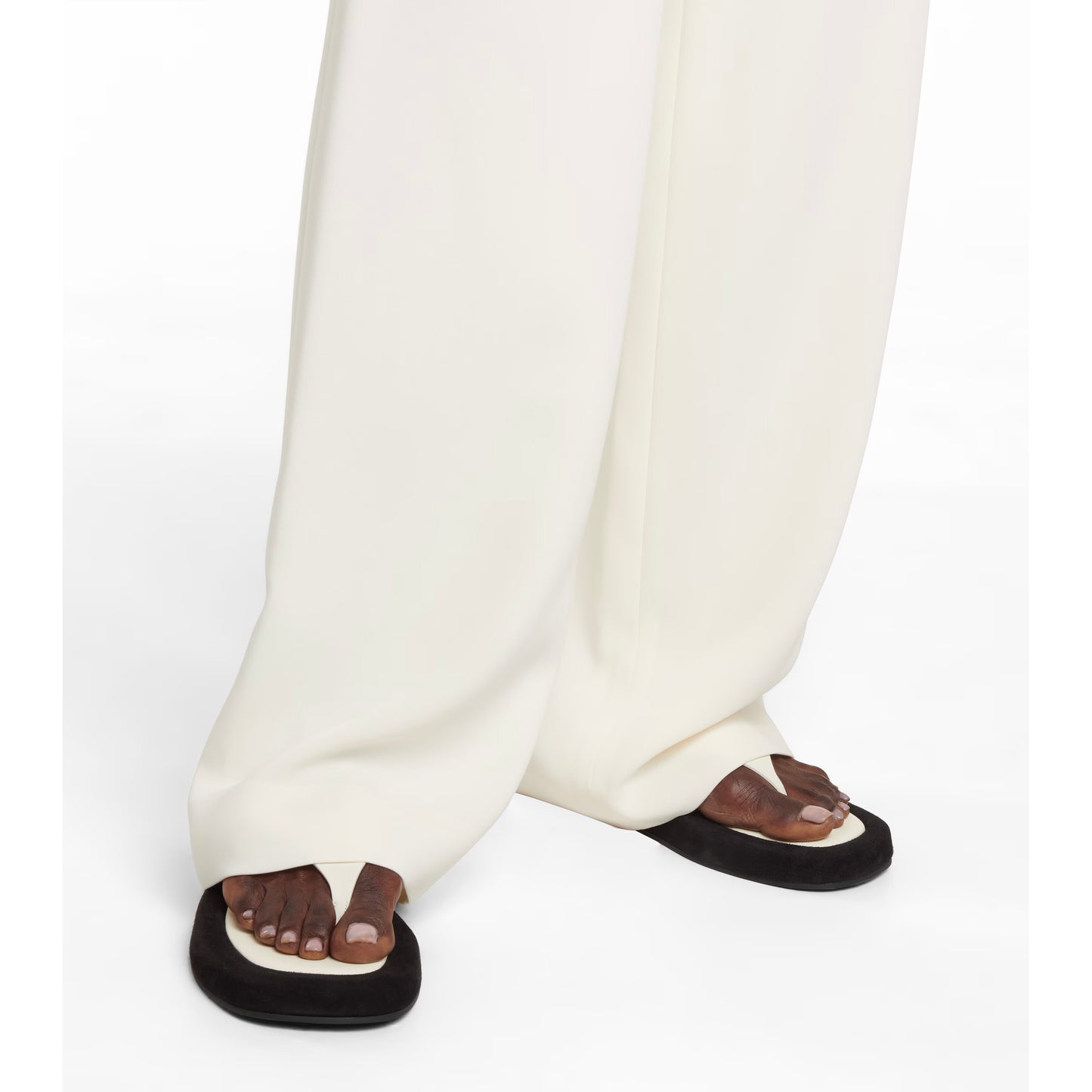The Row "Ginza" Slides in Ivory Leather/Black Suede, size 42 ** AS IS **