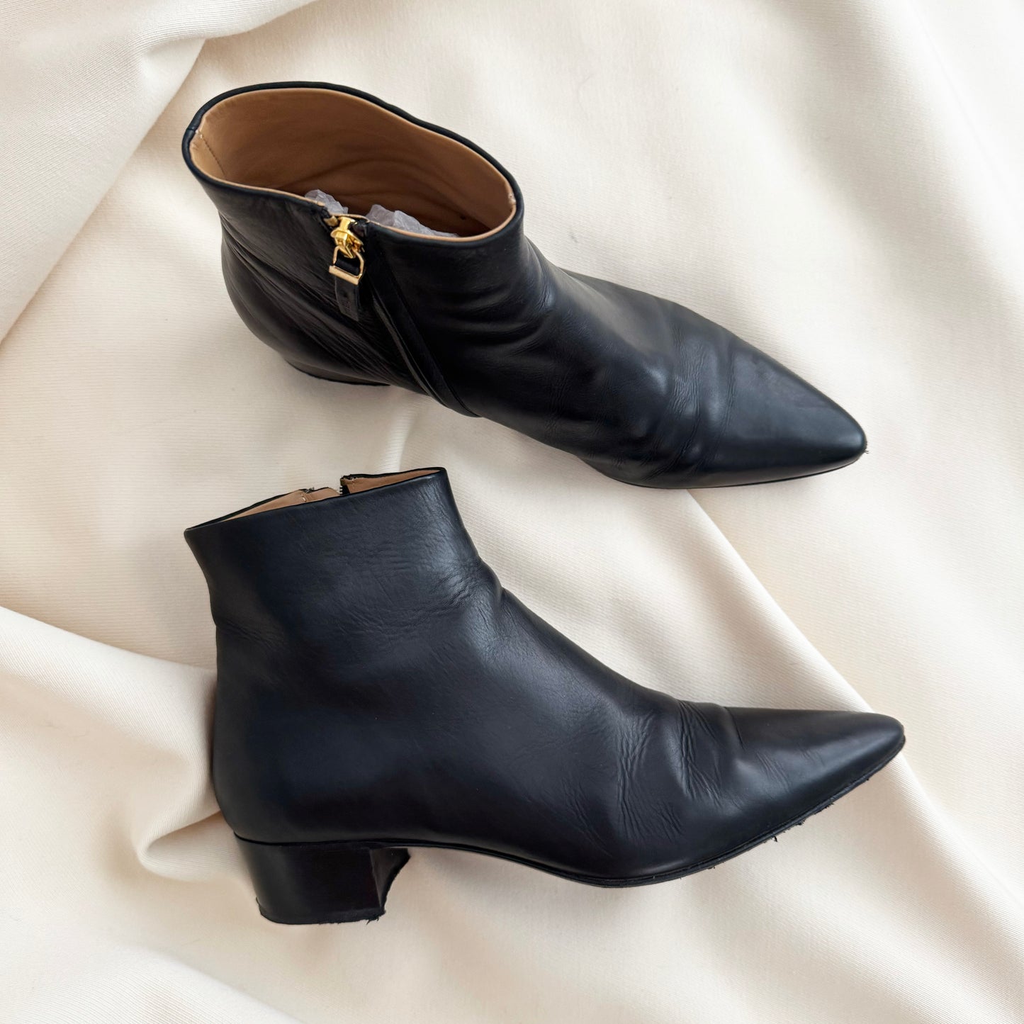 The Row "Ambra" Pointy Toe Ankle Boot in Black, size 40