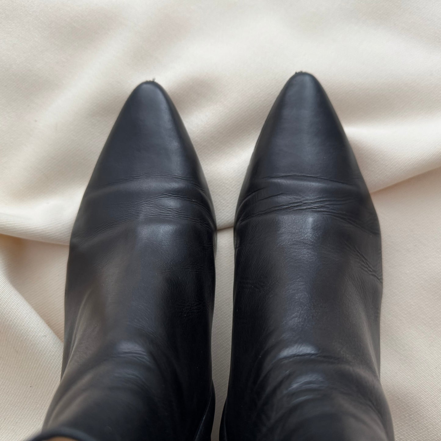 The Row "Ambra" Pointy Toe Ankle Boot in Black, size 40