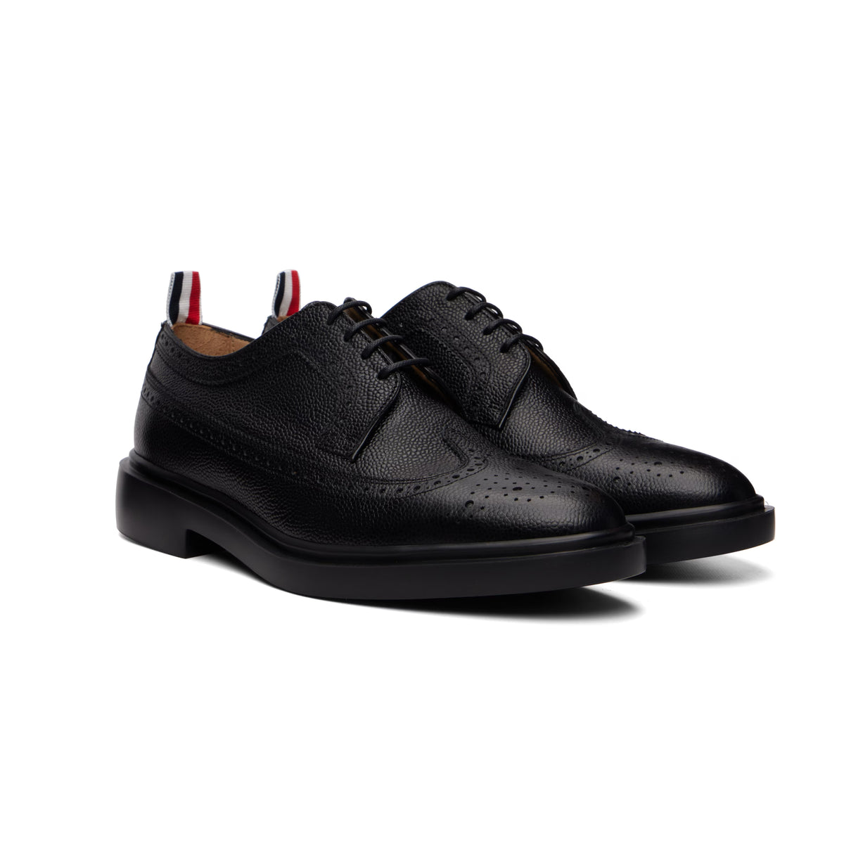 Thom Browne Black Pebble Grain Longwing Brogues, size 39