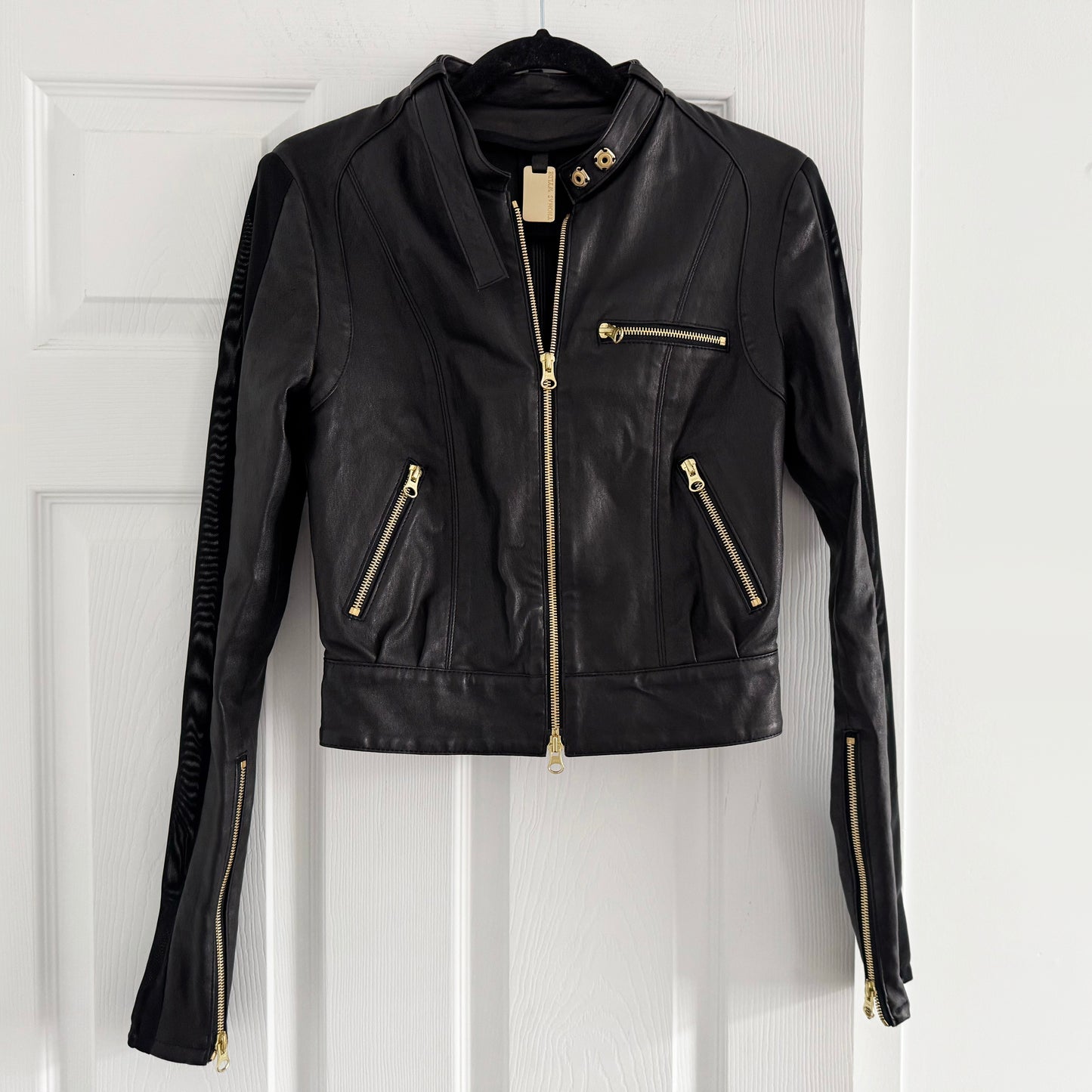 Thomas Wylde Black Leather Bomber Jacket, size Medium (fits XS/S)