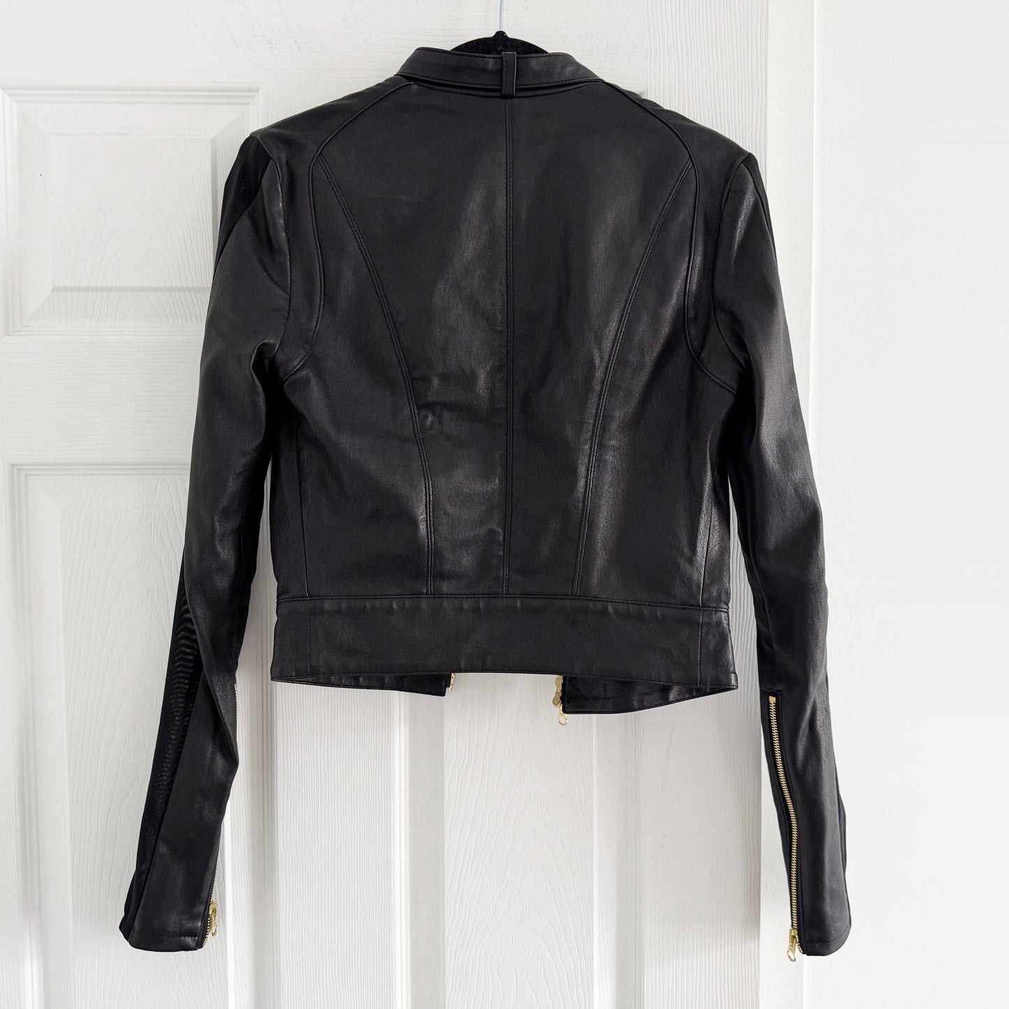 Thomas Wylde Black Leather Bomber Jacket, size Medium (fits XS/S)