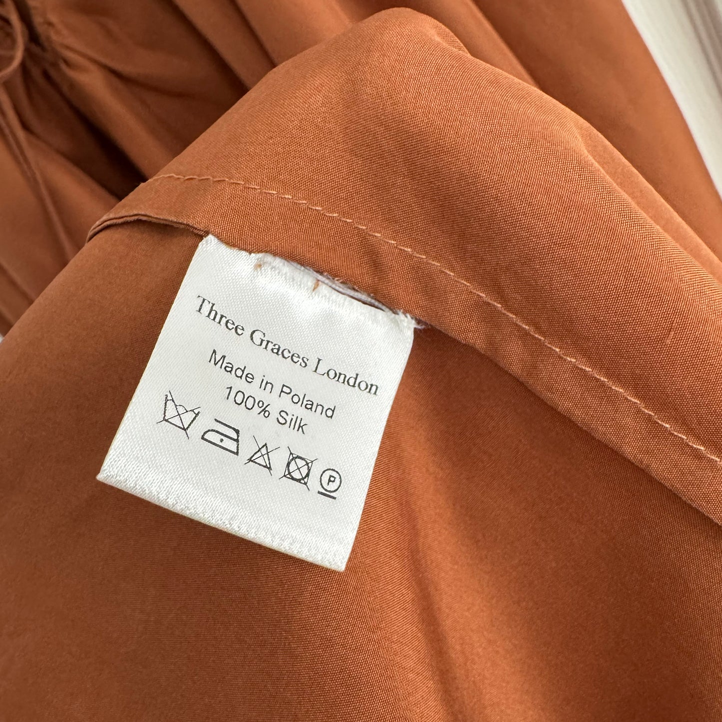 Three Graces "Gwendoline" Silk Dress in Copper, size 10US