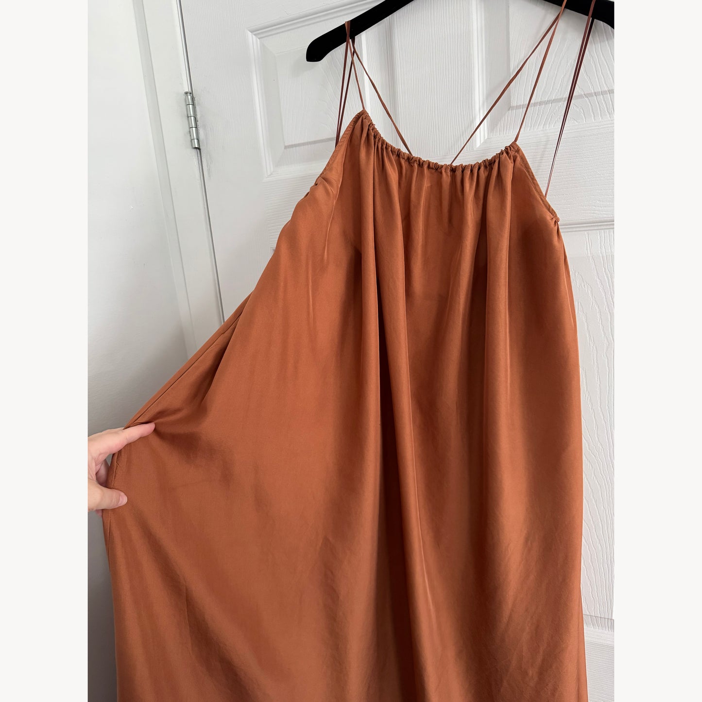 Three Graces "Gwendoline" Silk Dress in Copper, size 10US