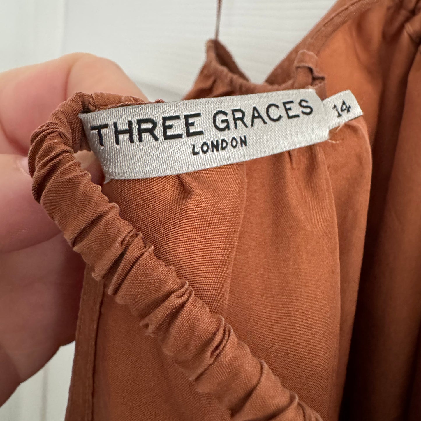 Three Graces "Gwendoline" Silk Dress in Copper, size 10US