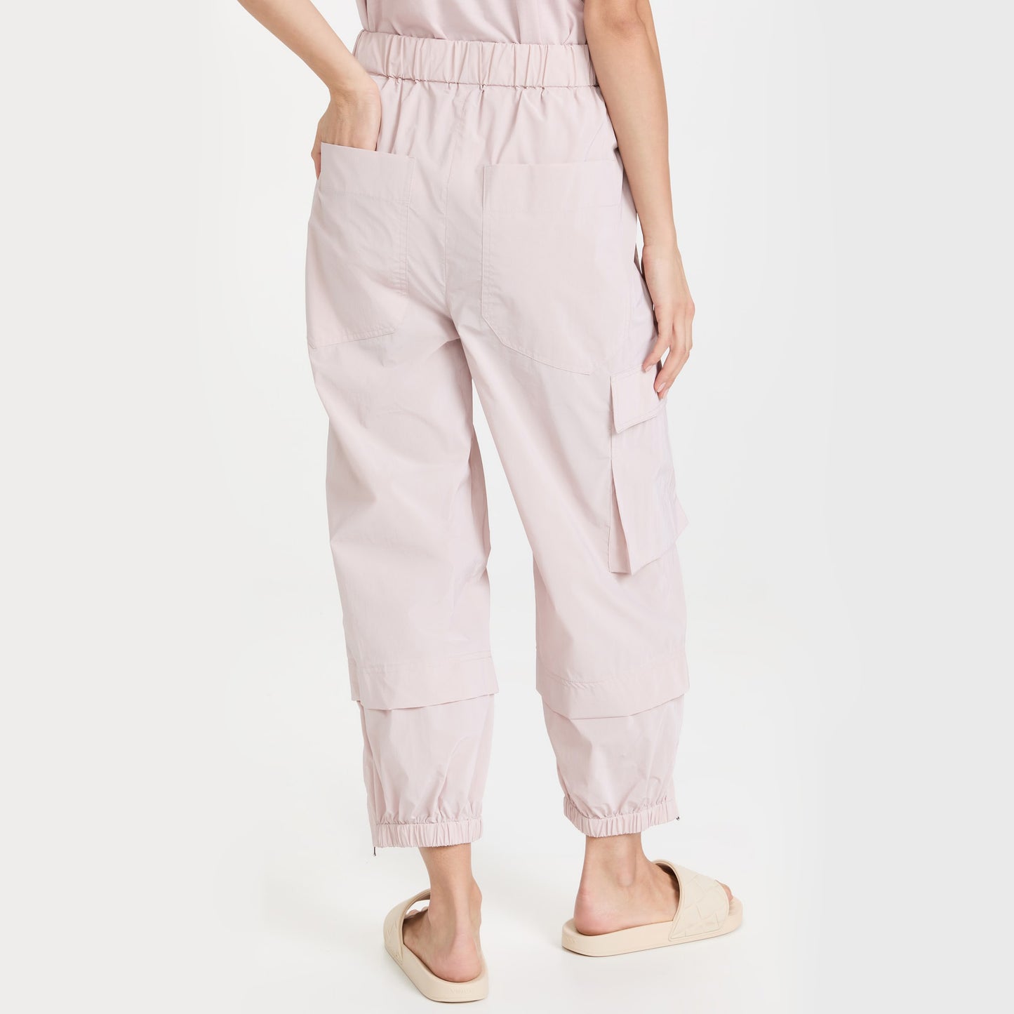 Tibi Crispy Nylon "Wilt" Jogger in "Powder Pink", size Large