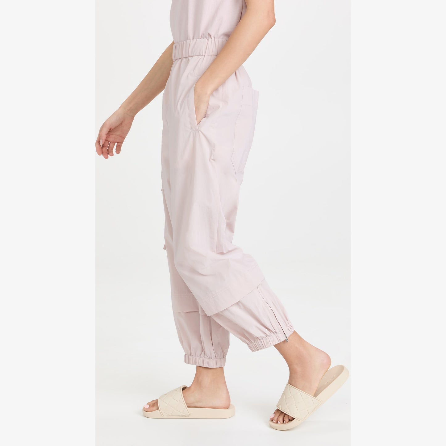 Tibi Crispy Nylon "Wilt" Jogger in "Powder Pink", size Large