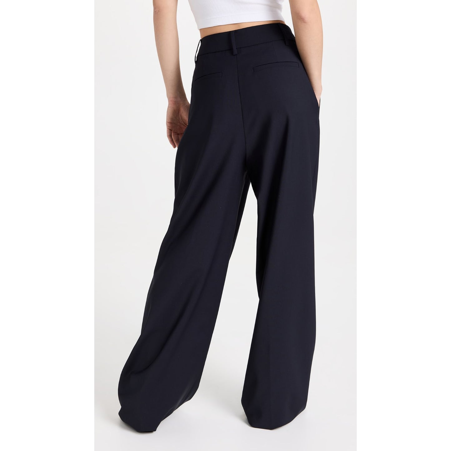 Tibi Tropical Wool "Stella" Wide Leg Trousers in Navy, size 0