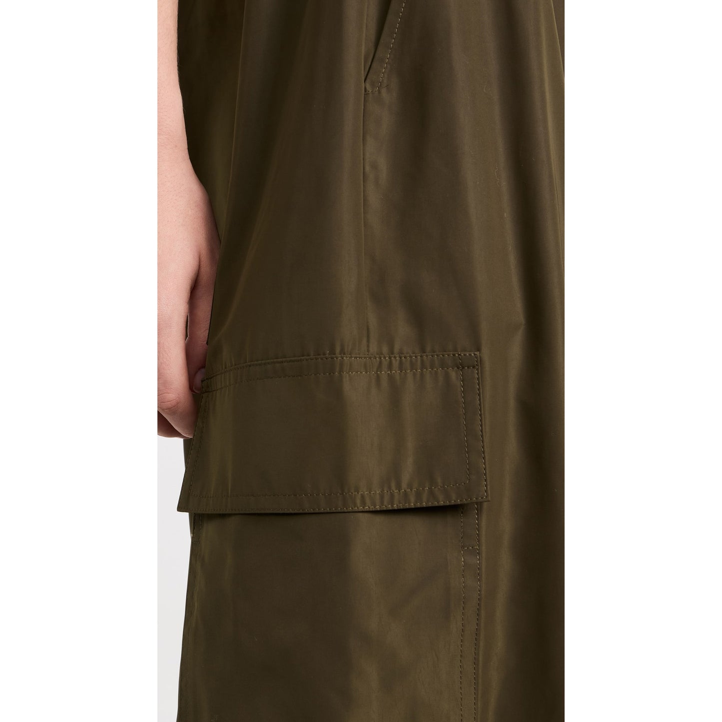 Tibi Italian Sporty Nylon Wide Leg Pull On Pants in "Wood", size XXS