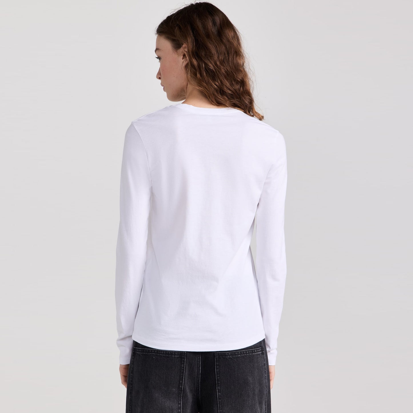 Tibi Long Sleeve Fitted Tee in White, size XL