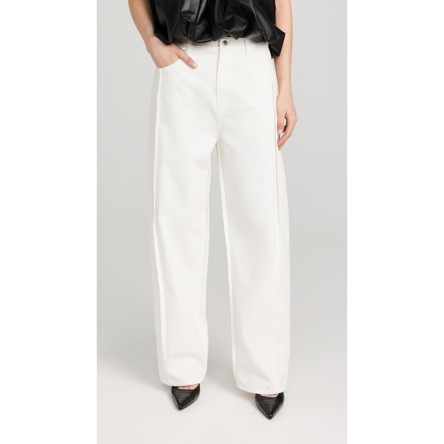 Tibi "Tuck Denim" Jeans in White, size 32