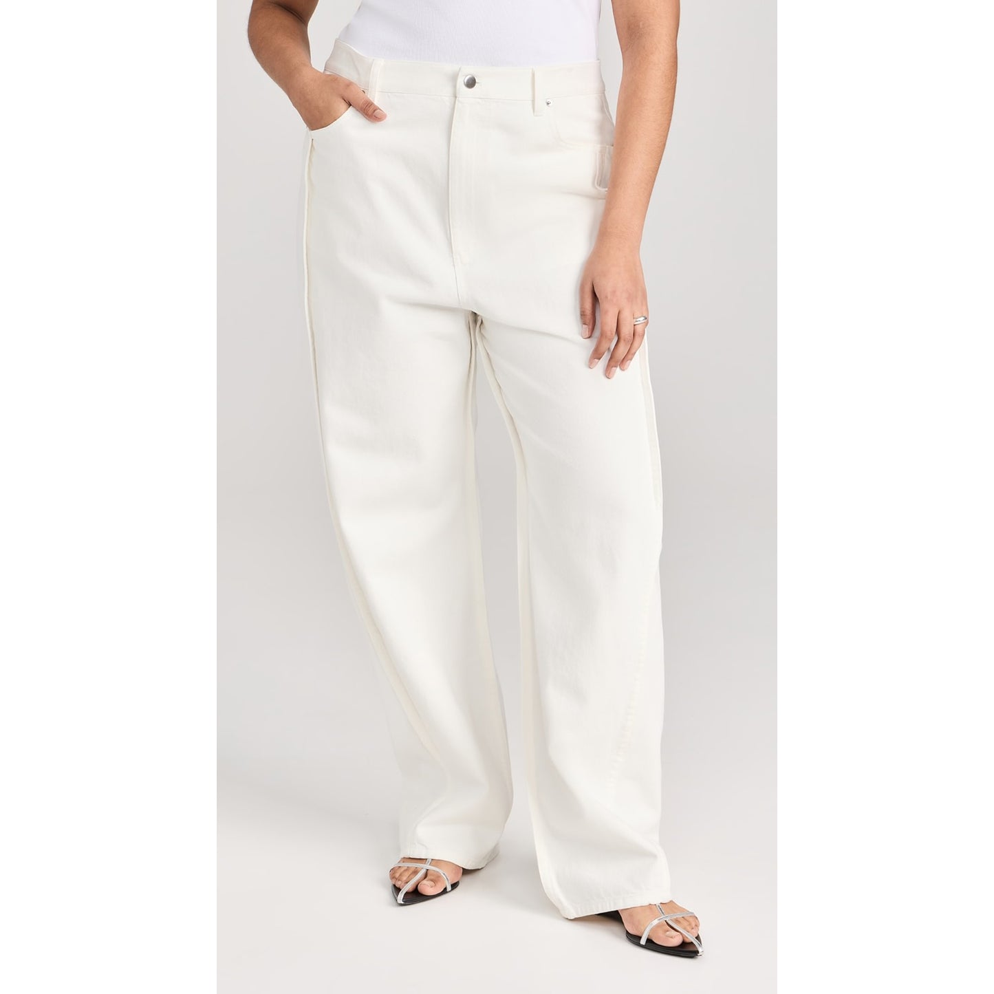Tibi "Tuck Denim" Jeans in White, size 32