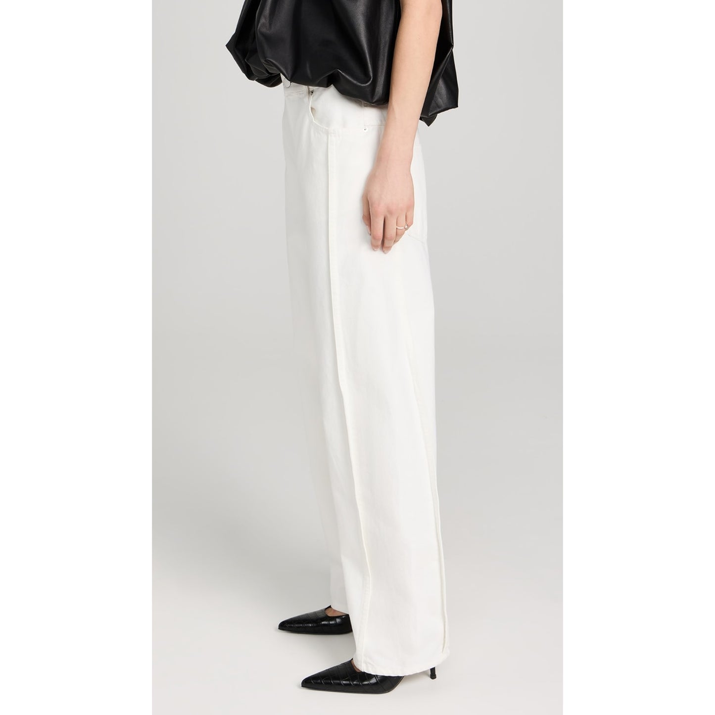 Tibi "Tuck Denim" Jeans in White, size 32