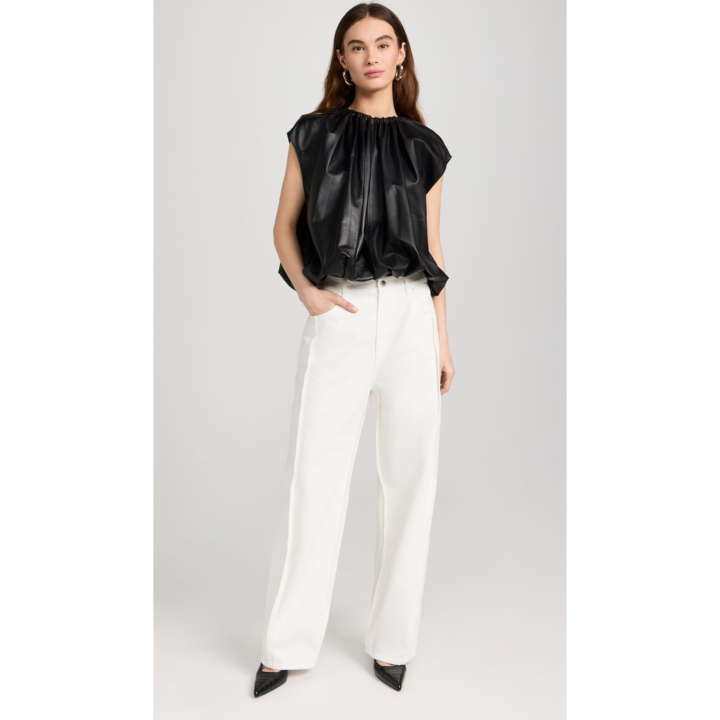 Tibi "Tuck Denim" Jeans in White, size 32