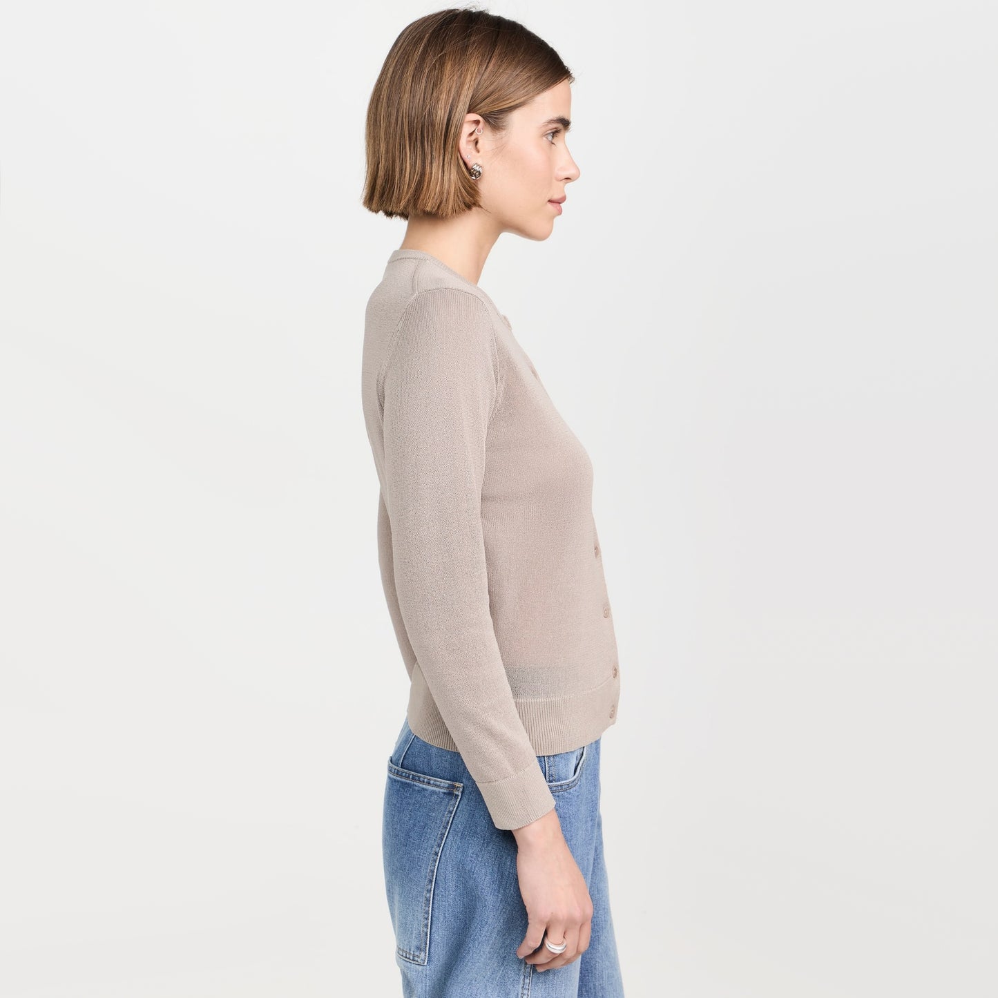 Tibi "Crispy Sweater" Shrunken Cardigan in "Dark Stone", size Large (fits Medium)