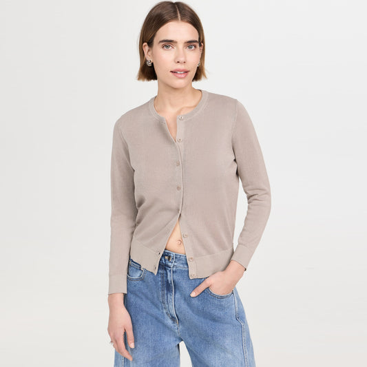 Tibi "Crispy Sweater" Shrunken Cardigan in "Dark Stone", size Large (fits Medium)