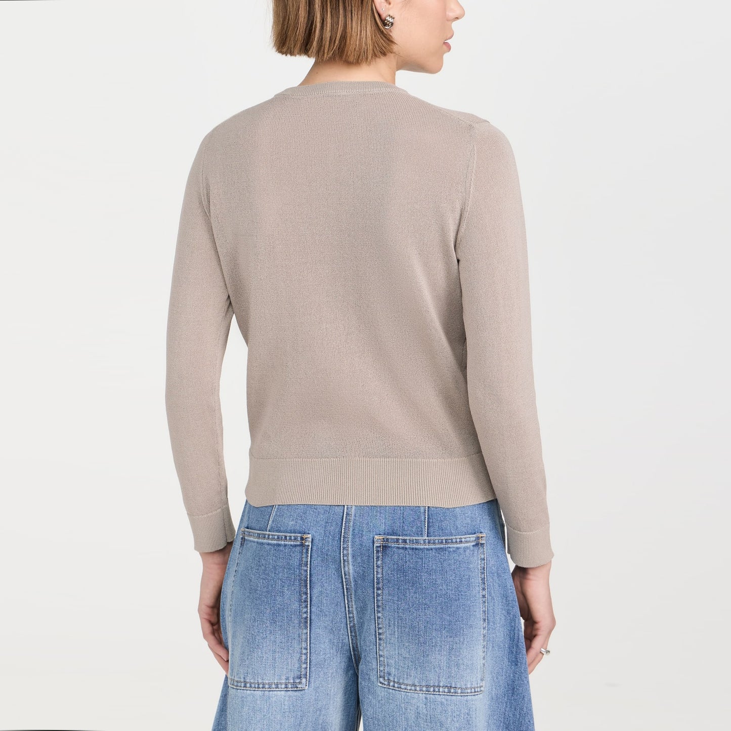Tibi "Crispy Sweater" Shrunken Cardigan in "Dark Stone", size Large (fits Medium)