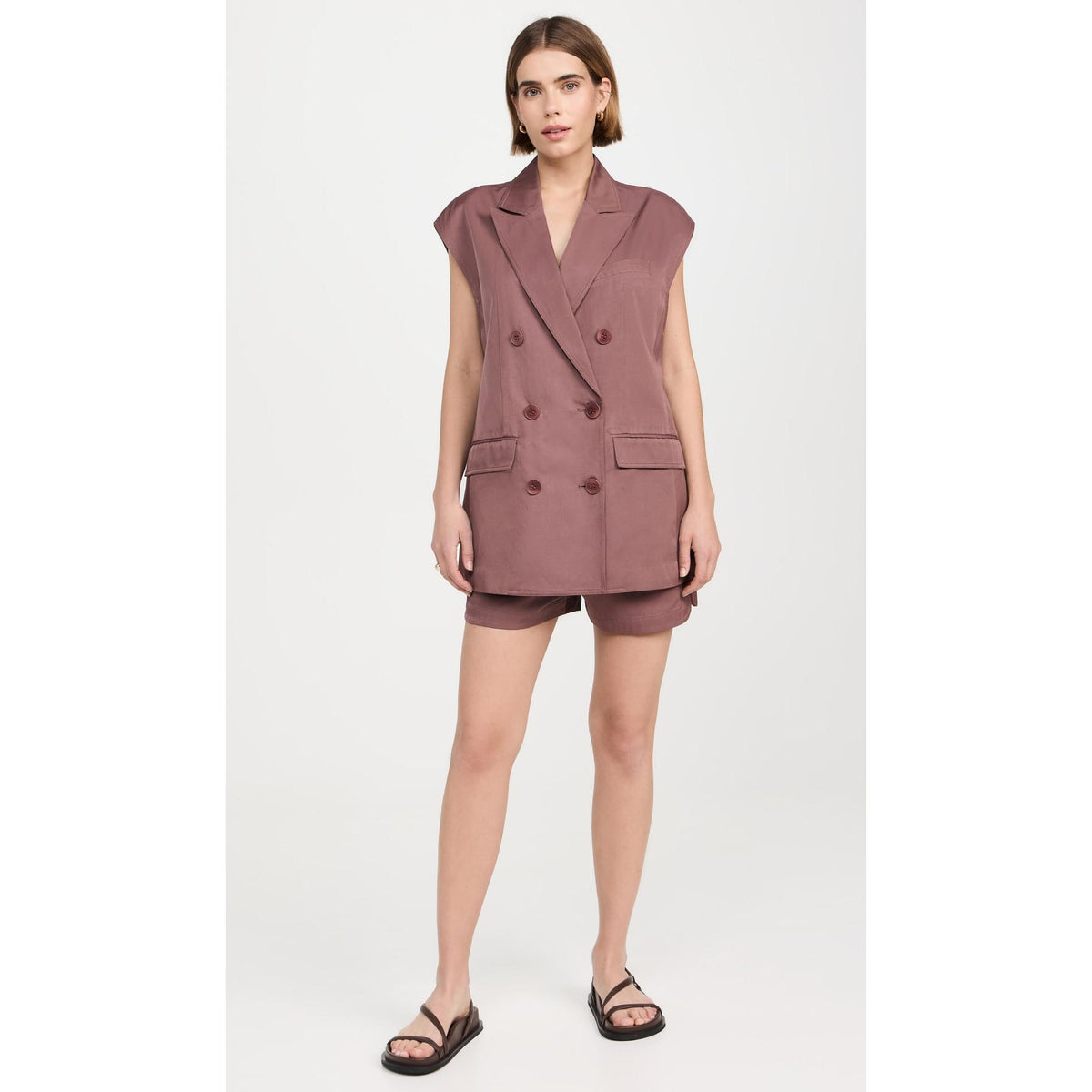 Tibi Drapey Suiting Oversized Double Breasted Vest in "Cinnamon", size Medium