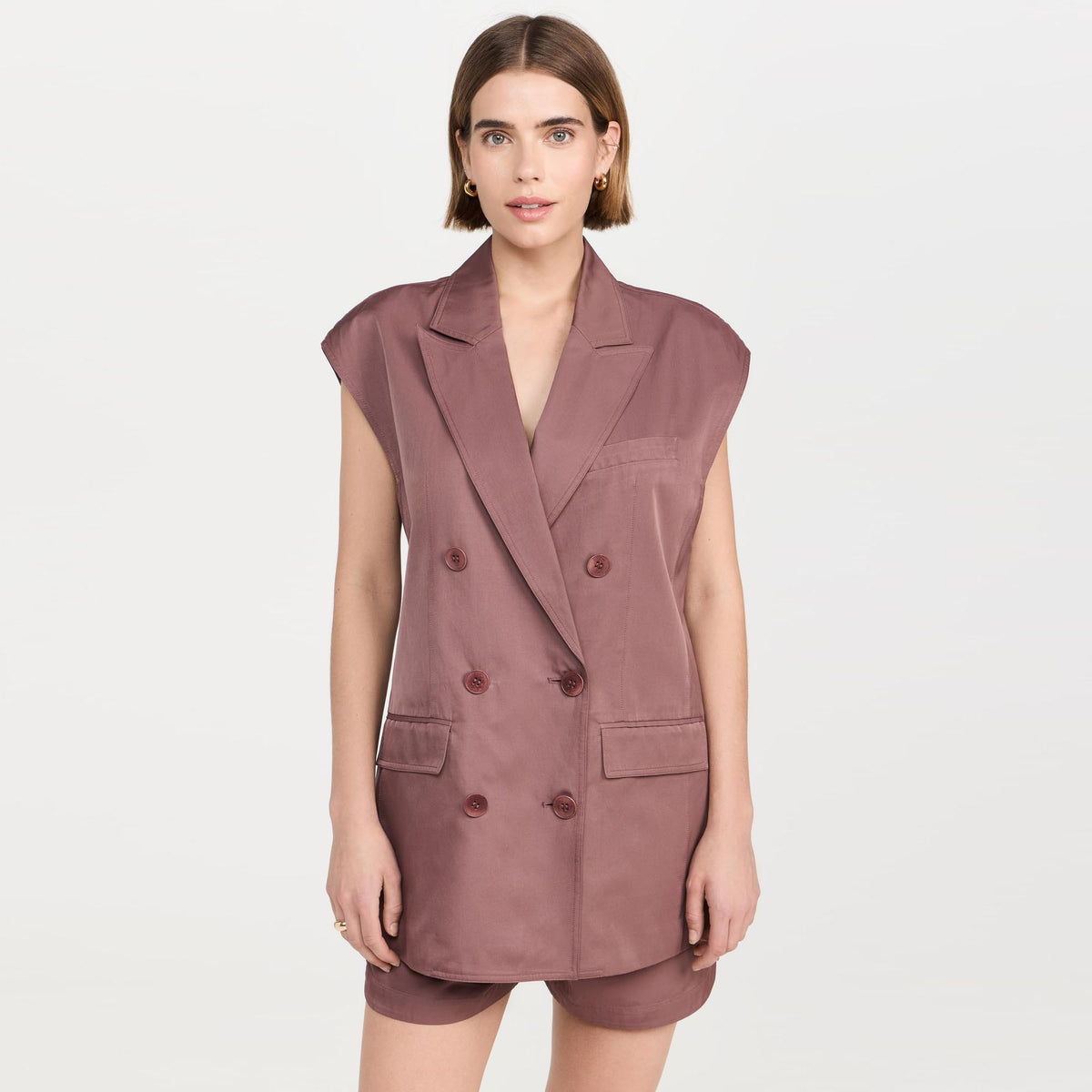 Tibi Drapey Suiting Oversized Double Breasted Vest in "Cinnamon", size Medium
