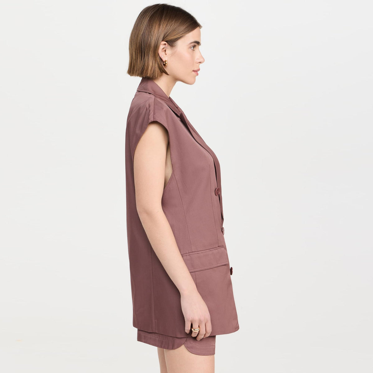 Tibi Drapey Suiting Oversized Double Breasted Vest in "Cinnamon", size Medium