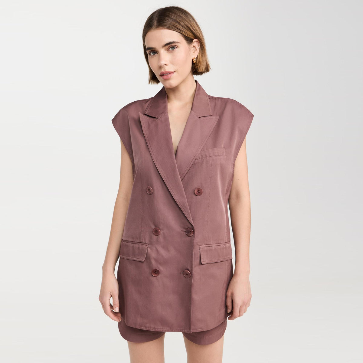 Tibi Drapey Suiting Oversized Double Breasted Vest in "Cinnamon", size Medium