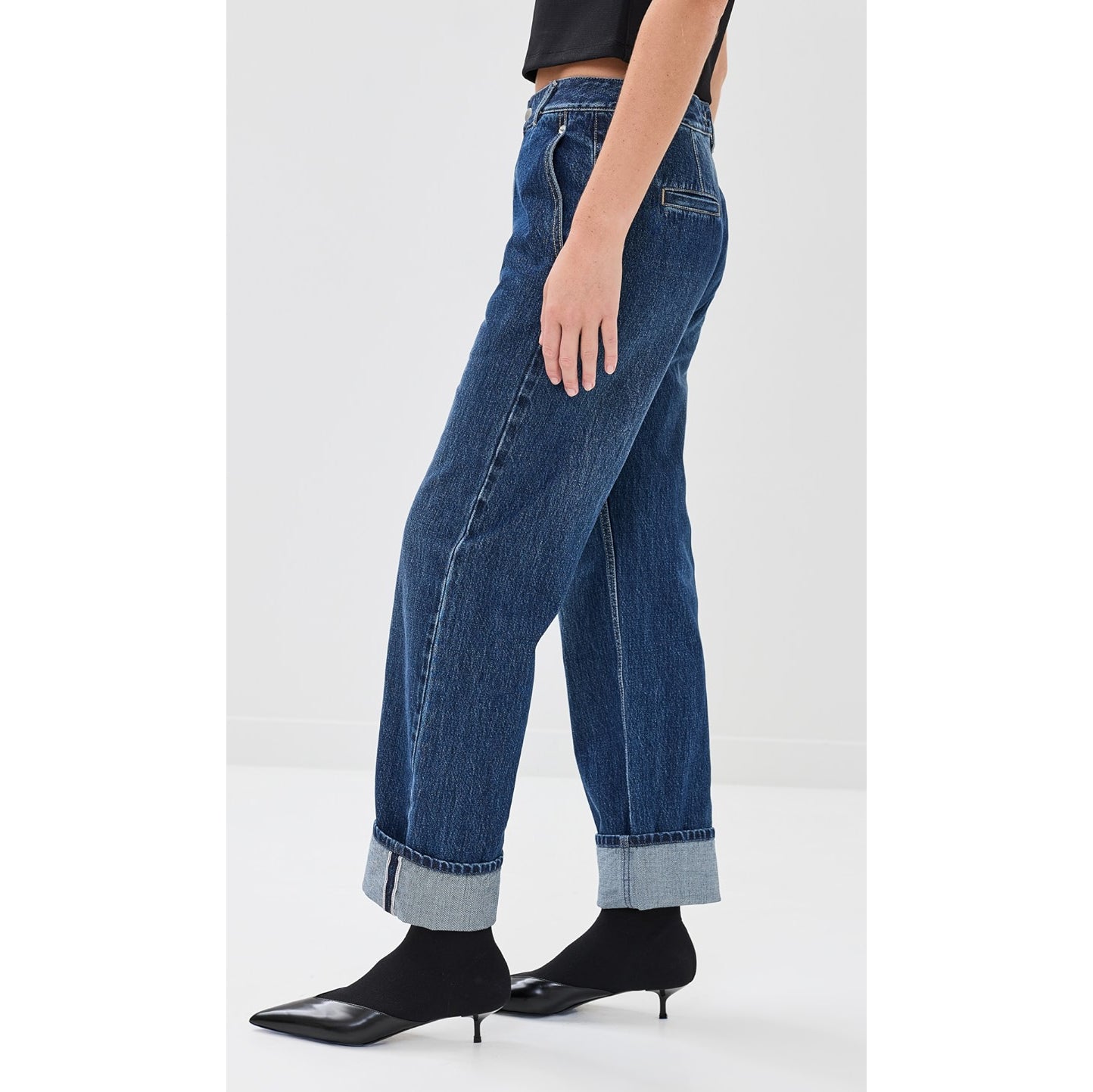 Tibi "Alec" Slouch Jeans in Dark Denim, size 27 (fits 27-28)