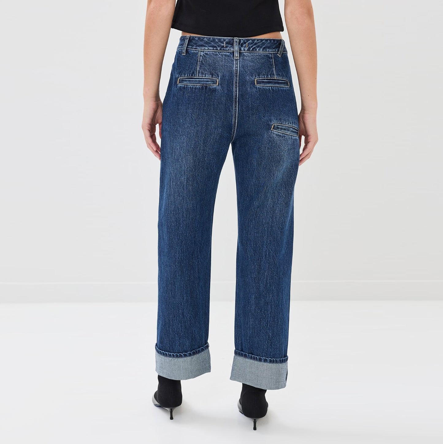 Tibi "Alec" Slouch Jeans in Dark Denim, size 27 (fits 27-28)