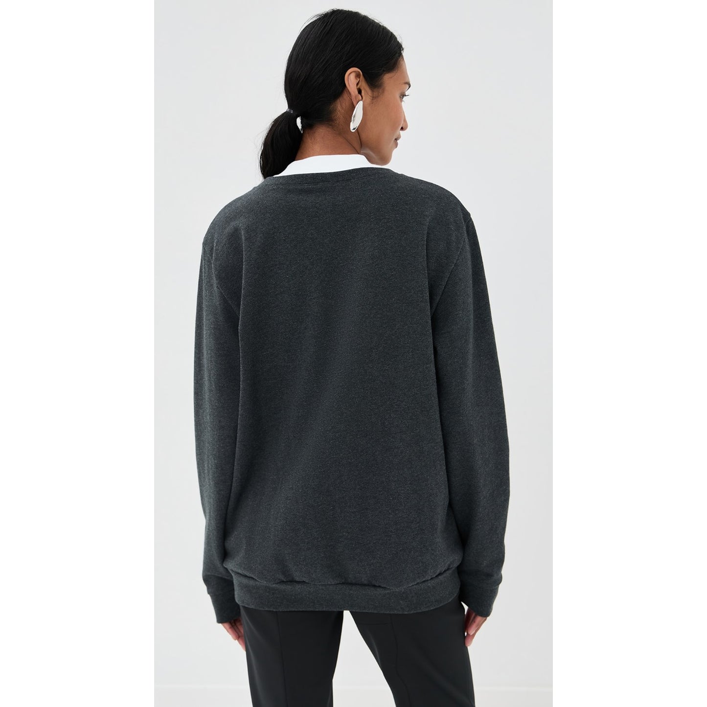 Tibi Perfect T-Shirt Trompe L'oeil Top in Grey Multi, size Small