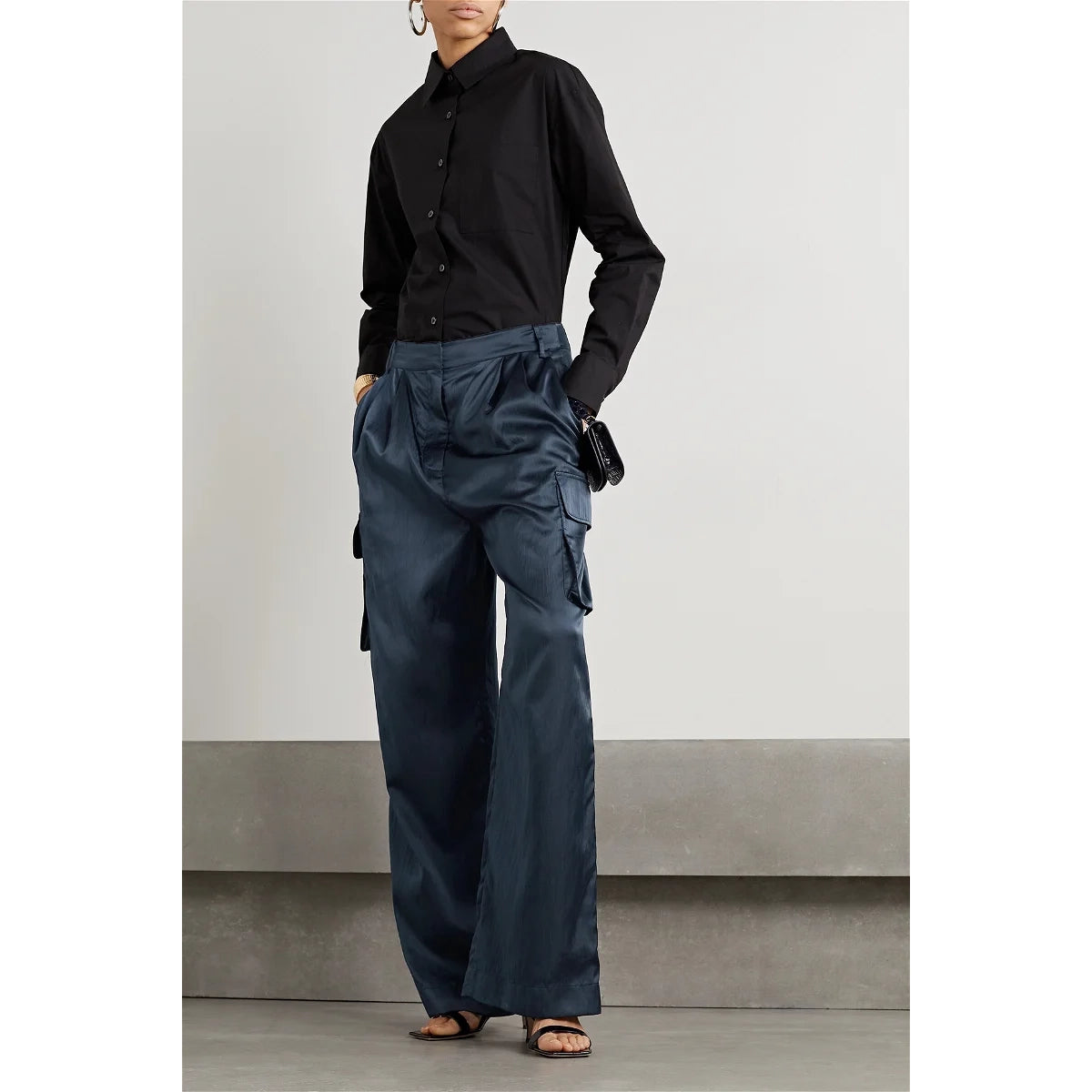 Tibi Stella Satin Cargo Trousers, size 14