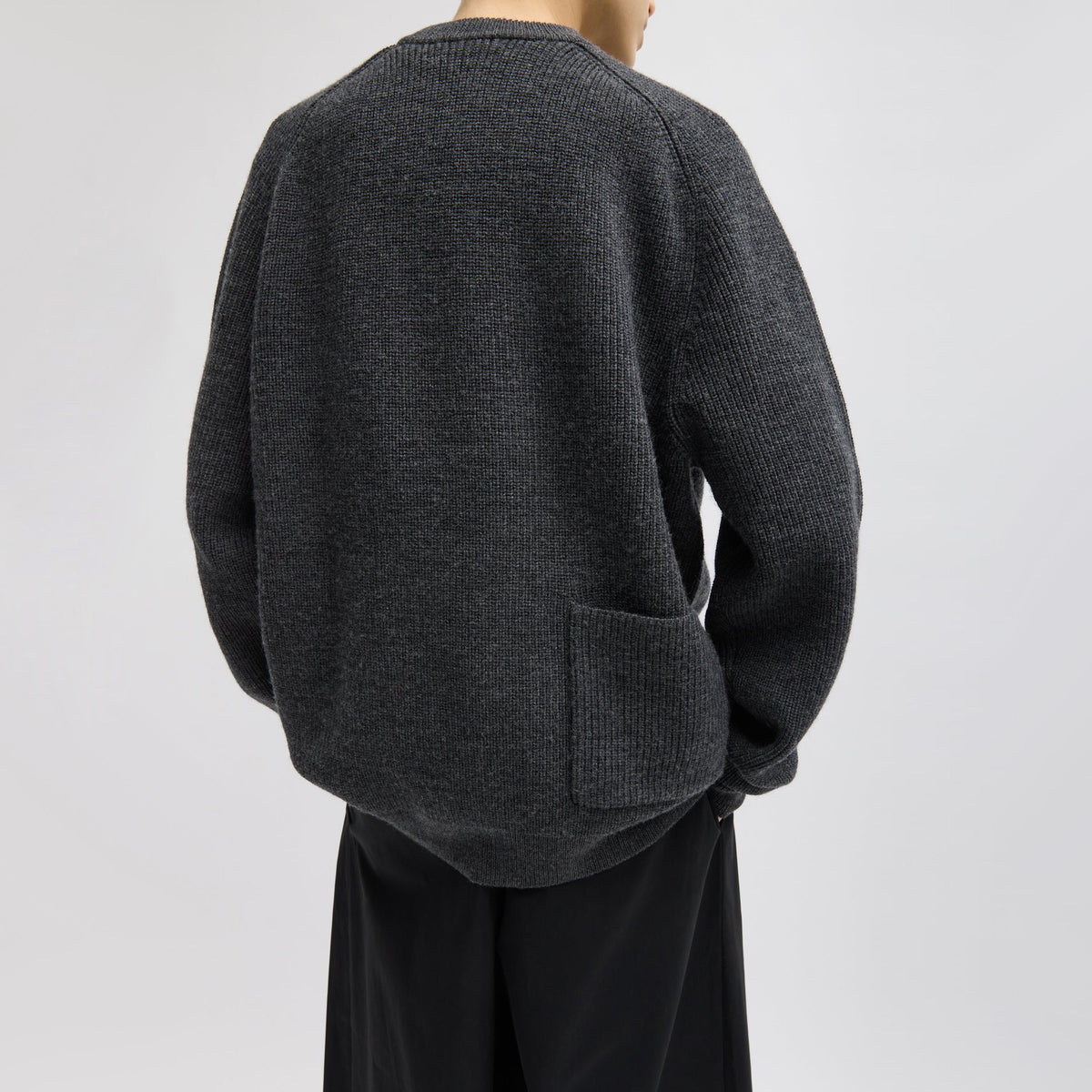 TIbi Cardigan Stitch V-Neck Easy Pullover in Charcoal Grey, size Medium