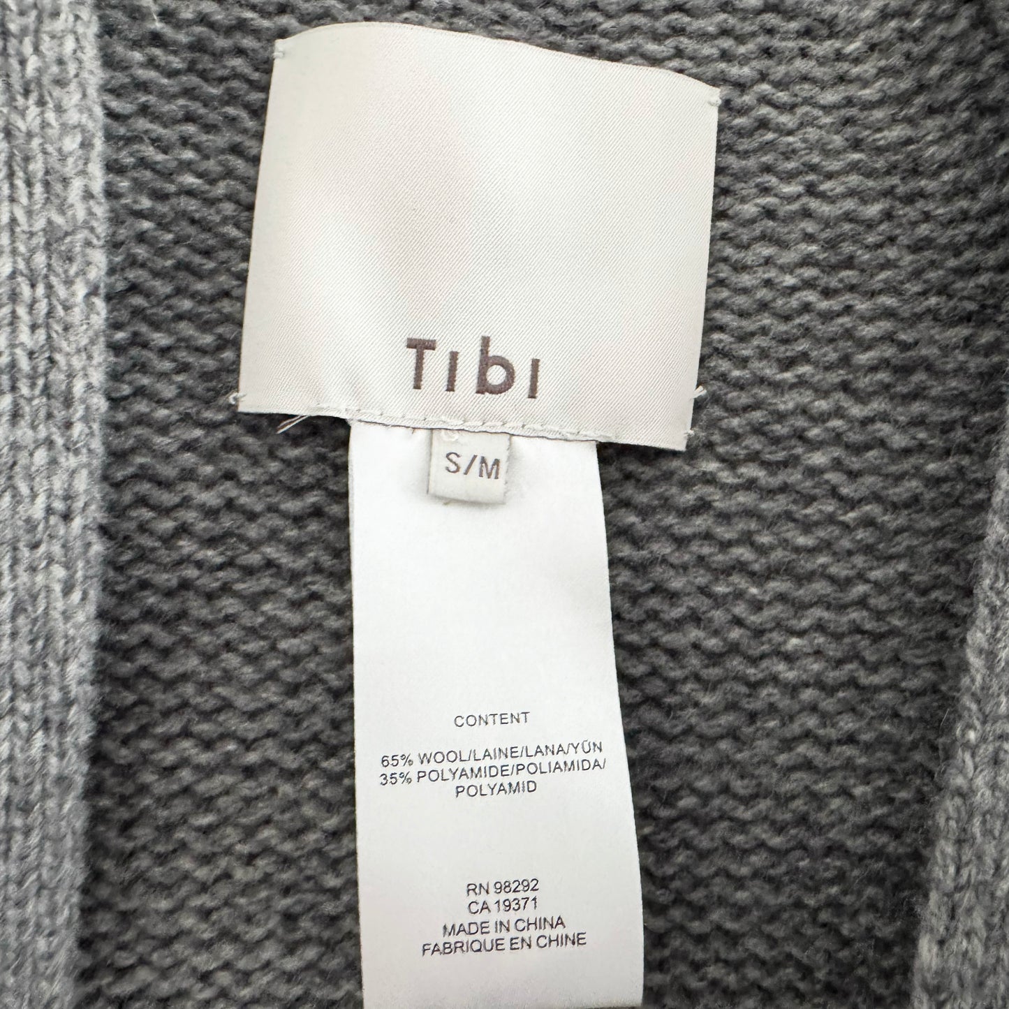 Tibi Soft Sweater Fringed Half Cardigan in Grey/Black, size S/M