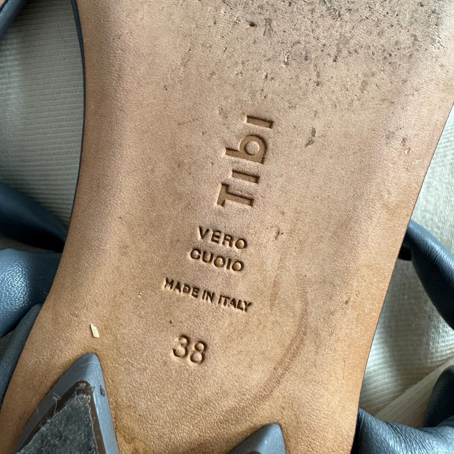 Tibi "Aston" Sandals in Grey, size 38