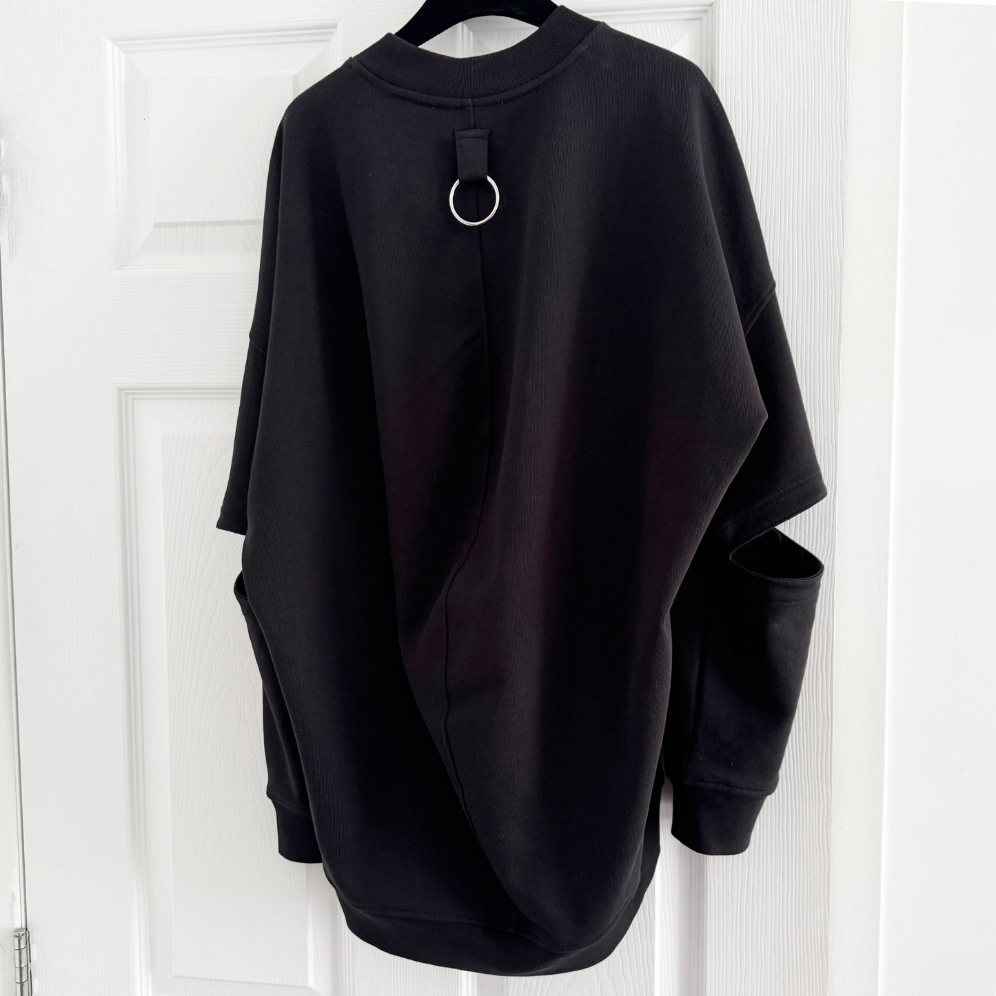 Tibi Cocoon Crewneck Sweatshirt in Black, size XS
