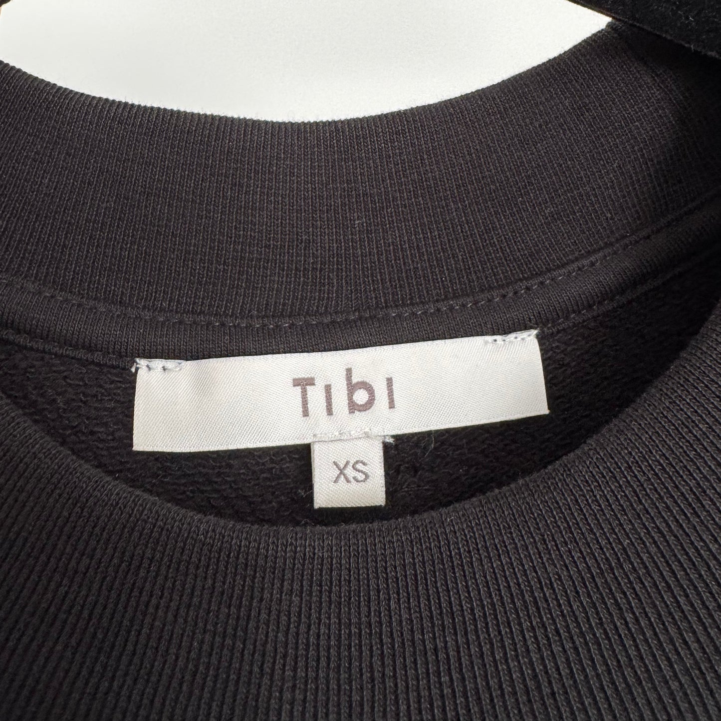 Tibi Cocoon Crewneck Sweatshirt in Black, size XS