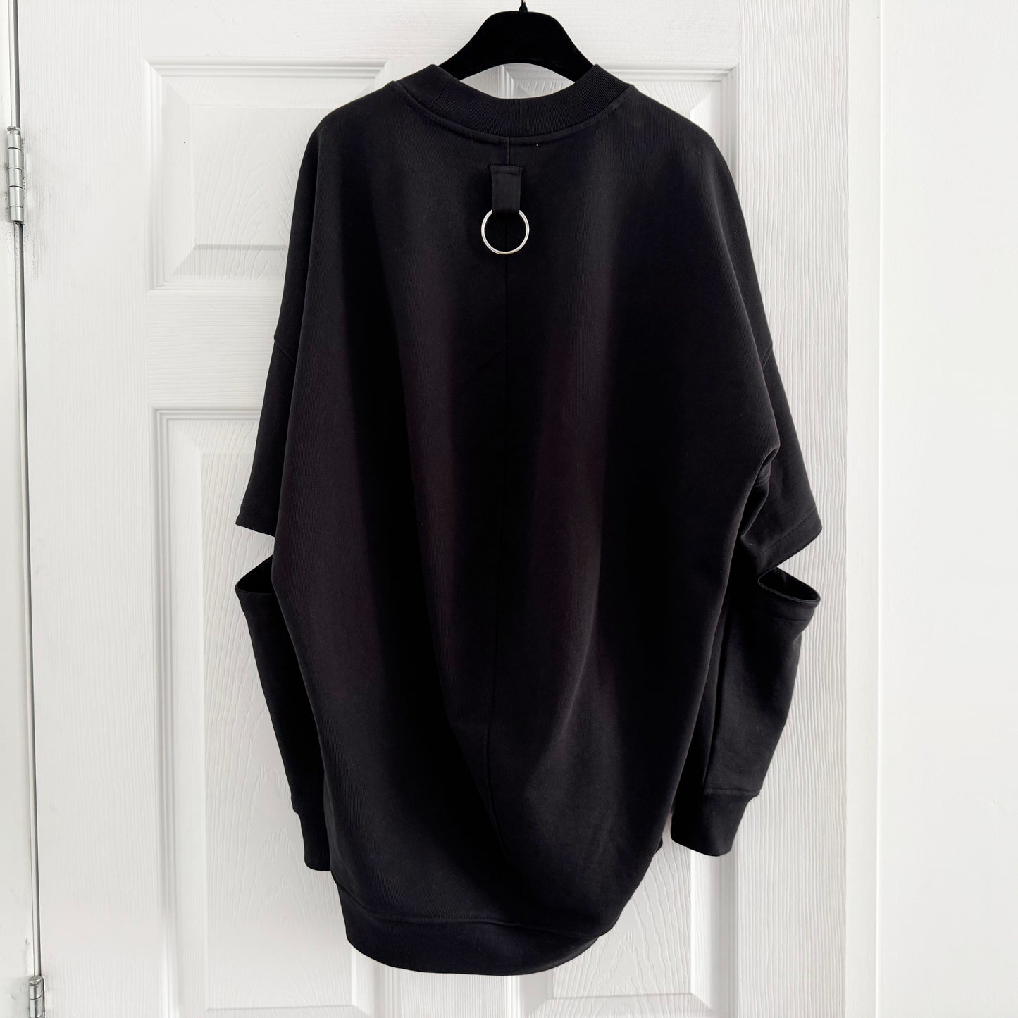 Tibi Cocoon Crewneck Sweatshirt in Black, size XS