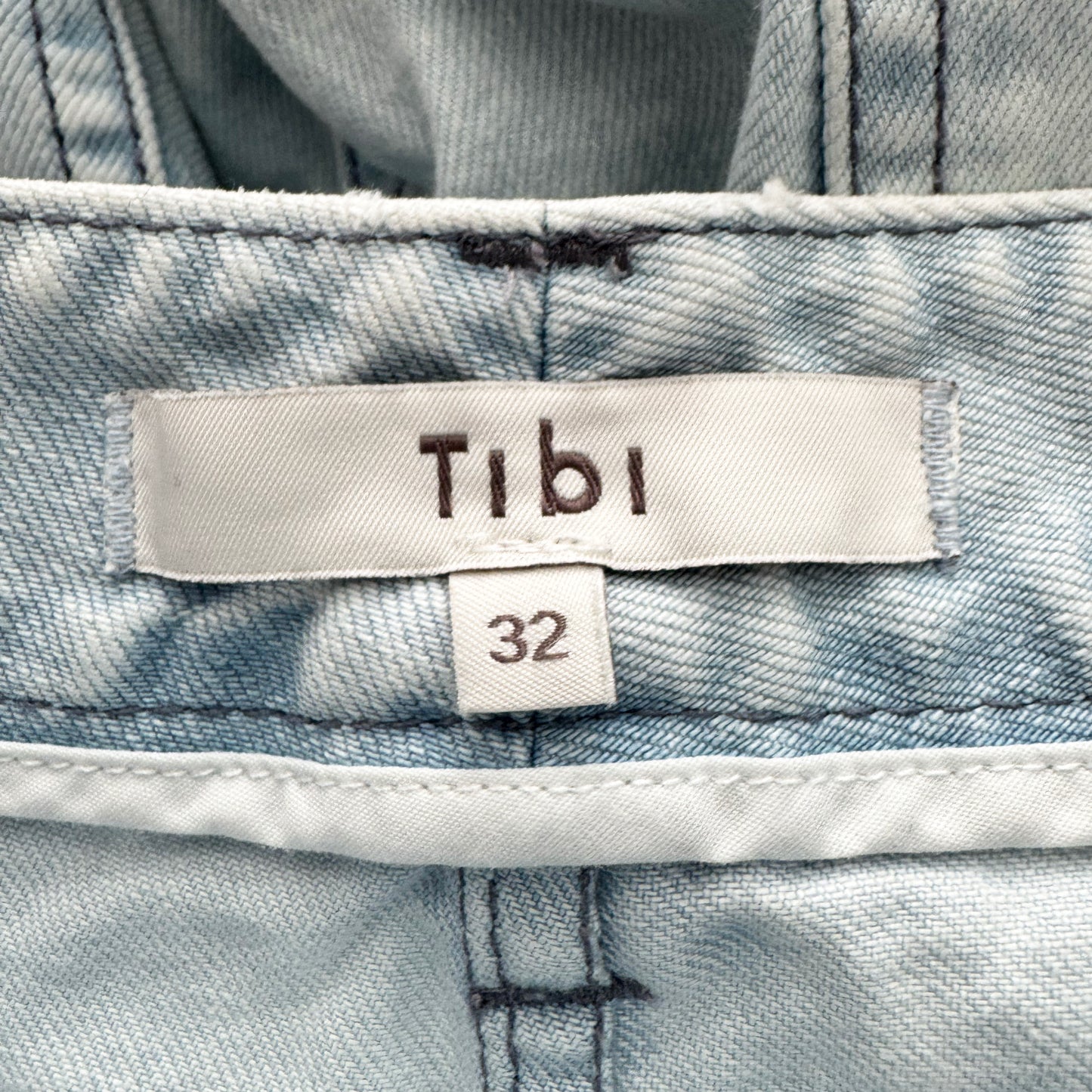Tibi Indigo Denim Slouchy Carpenter Jean in Bleached Denim, size 32