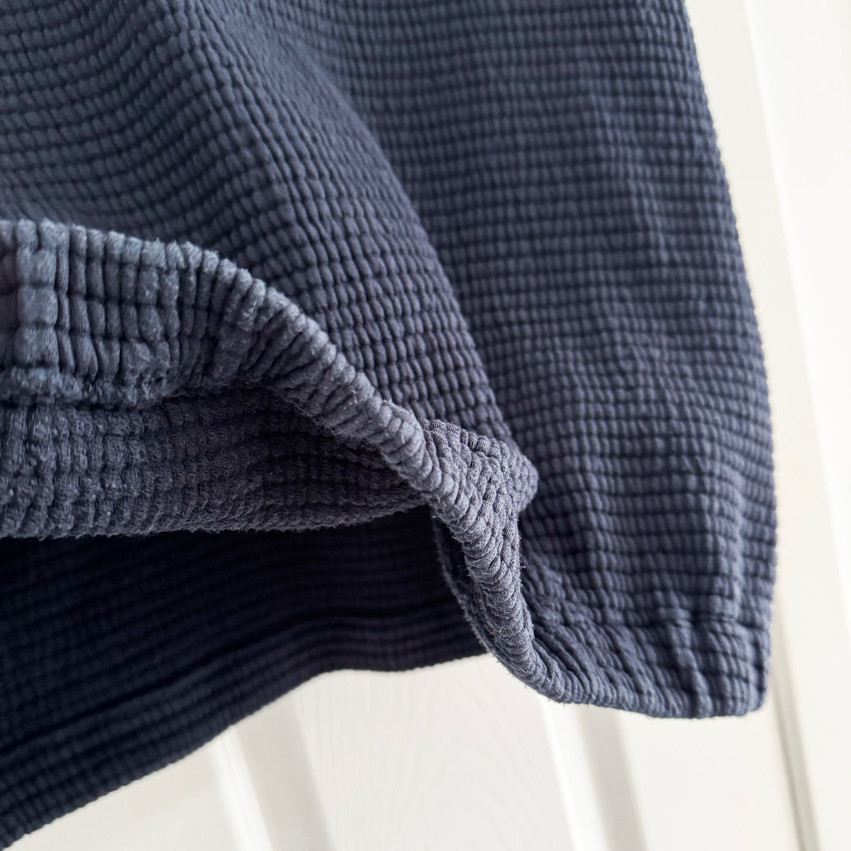 Tibi Quilted Waffle Polo Tunic Top in Navy, size Small