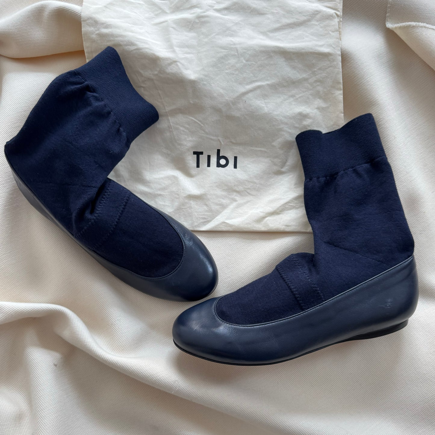 Tibi "Borg" Sock Flats in Navy, size 36